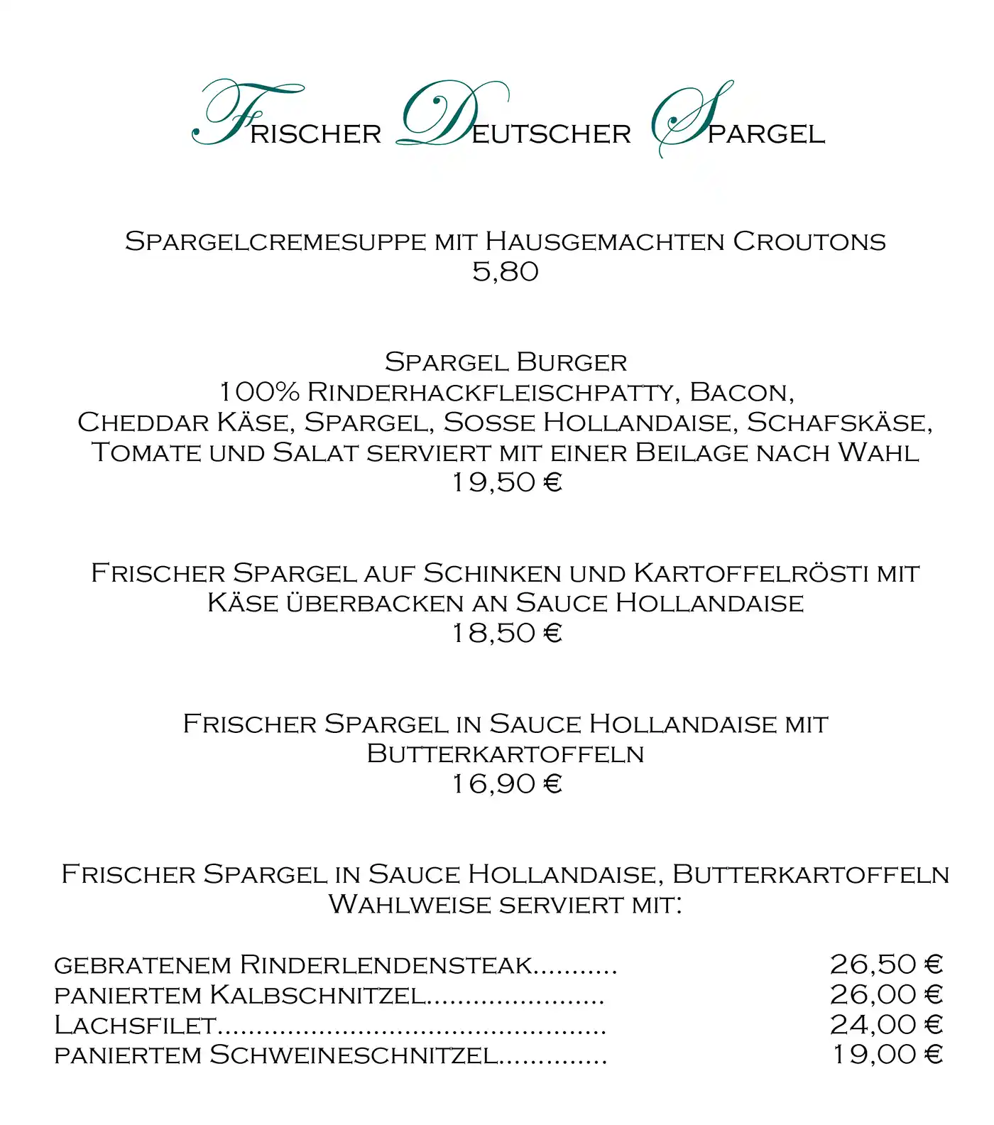 Restaurant Grüner Baum: Spargelkarte, saisonale und regionale Spezialitäten